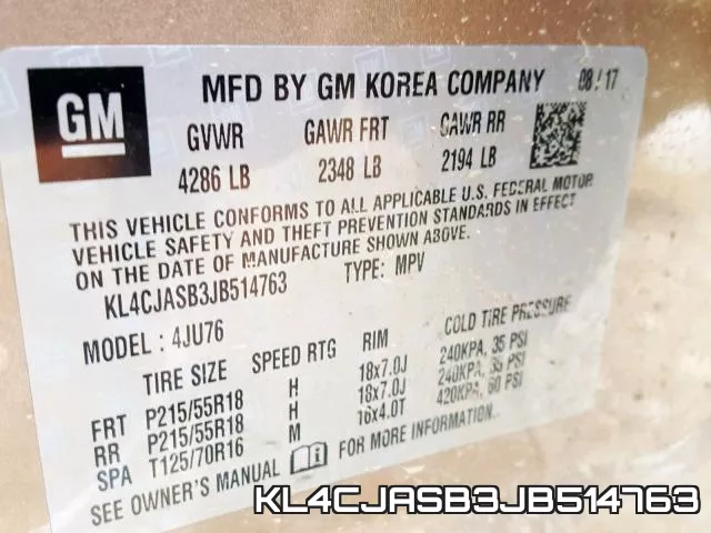 KL4CJASB3JB514763 фото 2