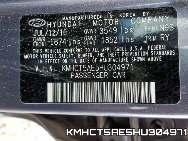 KMHCT5AE5HU304971 фото 2
