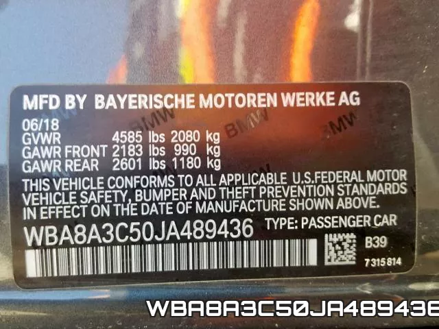 WBA8A3C50JA489436 фото 2