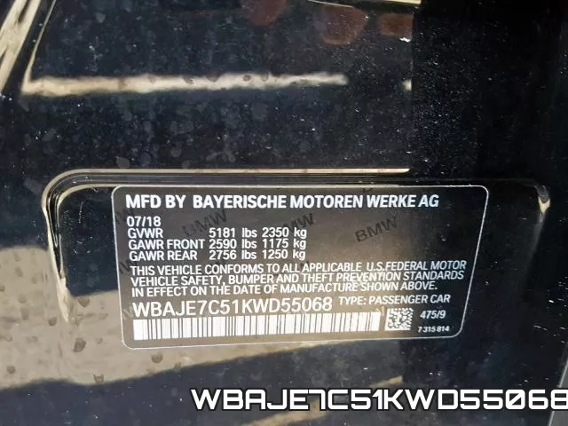 WBAJE7C51KWD55068 фото 2