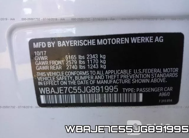 WBAJE7C55JG891995 фото 10