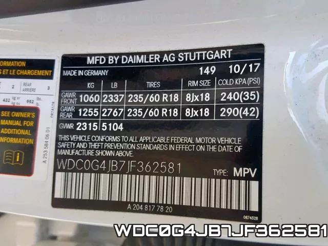 WDC0G4JB7JF362581 фото 2