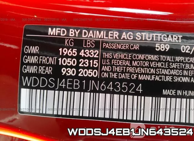 WDDSJ4EB1JN643524 фото 10