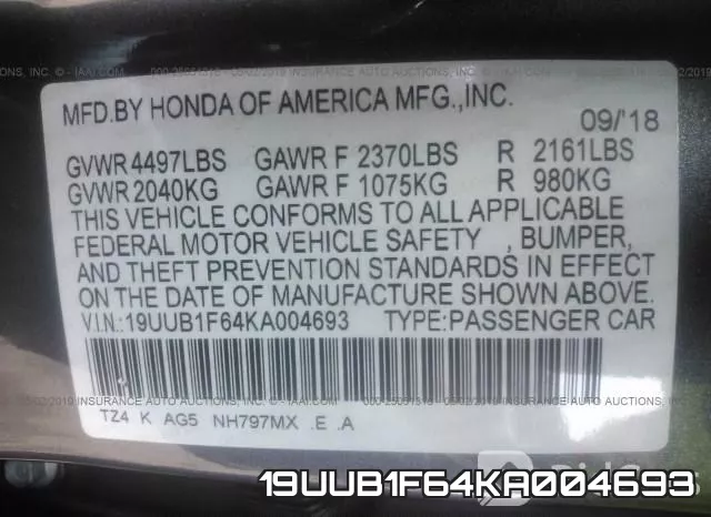 19UUB1F64KA004693 фото 10
