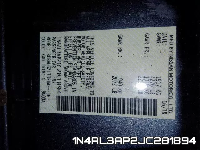1N4AL3AP2JC281894 фото 2