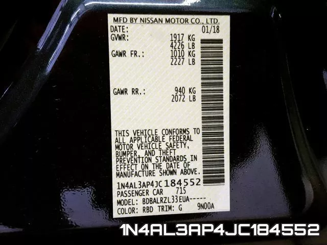 1N4AL3AP4JC184552 фото 2
