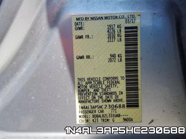 1N4AL3AP5HC230688 фото 2