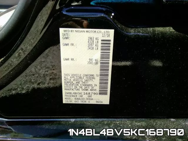 1N4BL4BV5KC168790 фото 2
