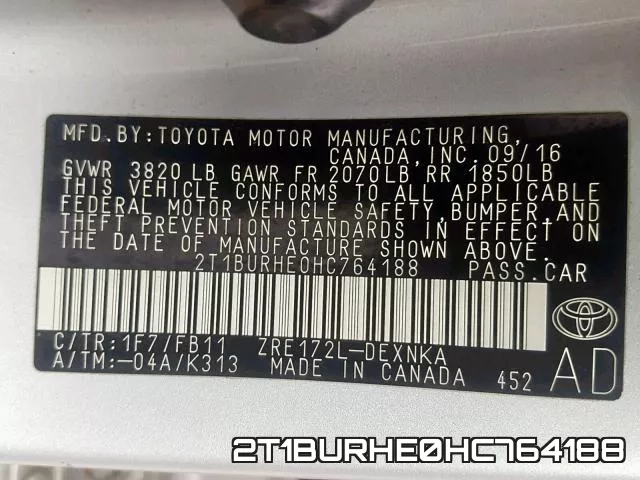 2T1BURHE0HC764188 фото 2