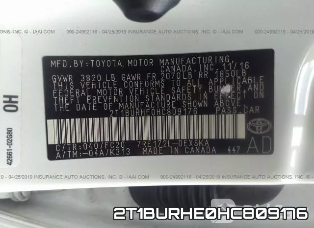 2T1BURHE0HC809176 фото 10