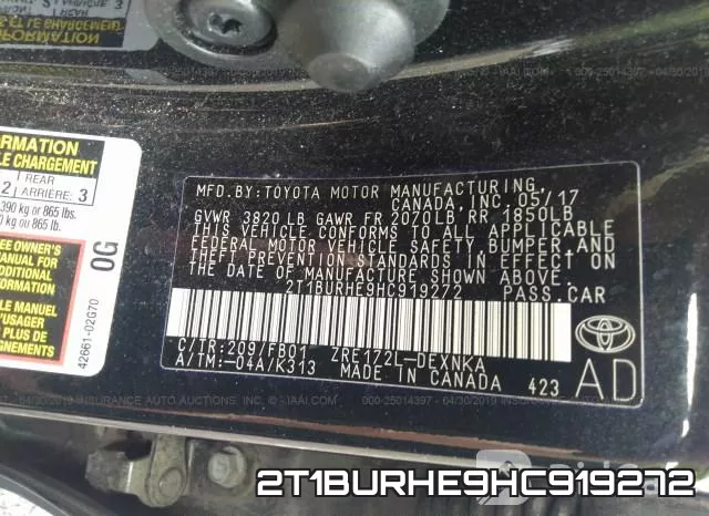 2T1BURHE9HC919272 фото 10
