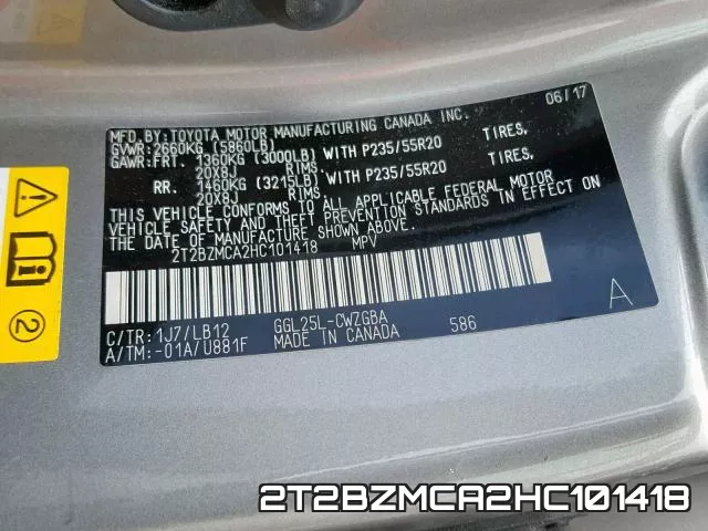 2T2BZMCA2HC101418 фото 2