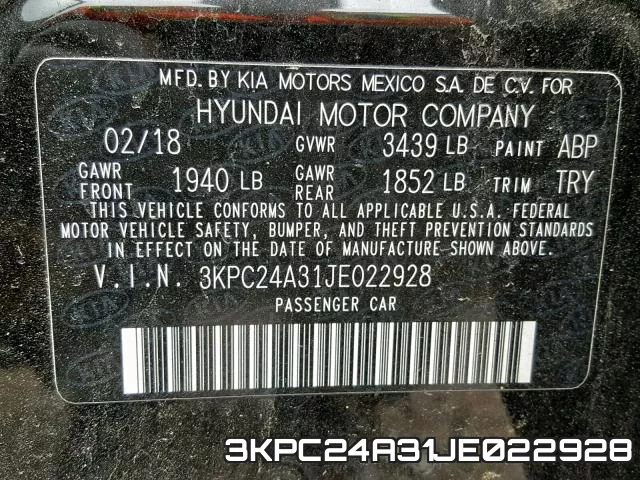3KPC24A31JE022928 фото 2