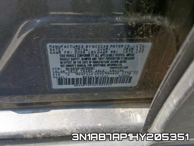 3N1AB7AP1HY205351 фото 2
