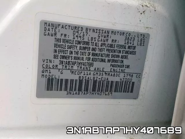 3N1AB7AP7HY407689 фото 2
