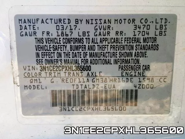 3N1CE2CPXHL365600 фото 2