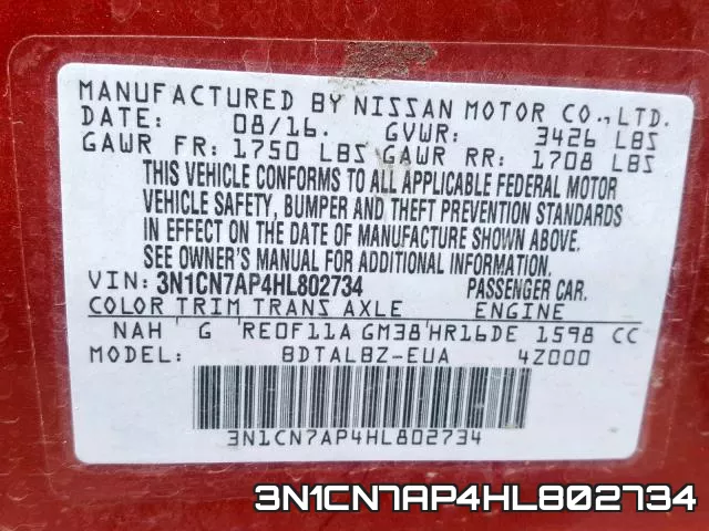 3N1CN7AP4HL802734 фото 2