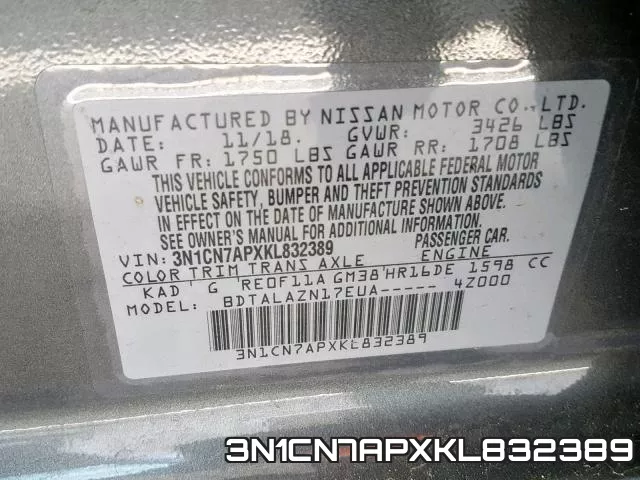 3N1CN7APXKL832389 фото 2