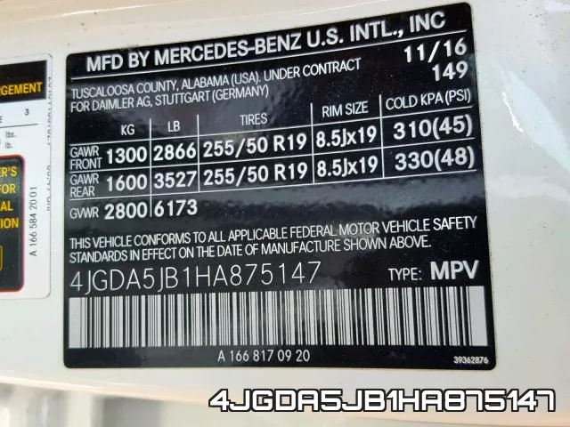 4JGDA5JB1HA875147 фото 2