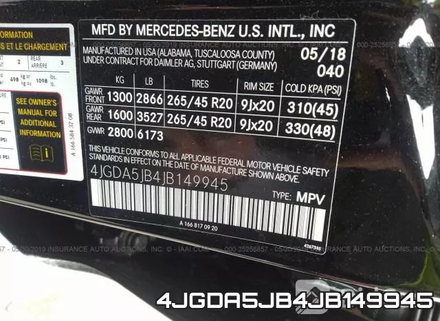 4JGDA5JB4JB149945 фото 10