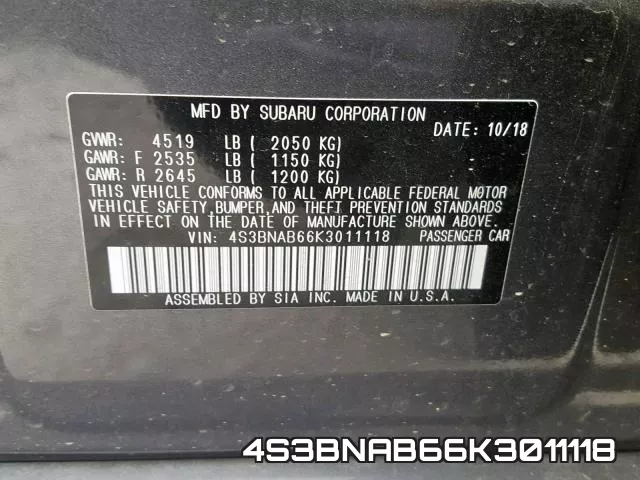 4S3BNAB66K3011118 фото 2