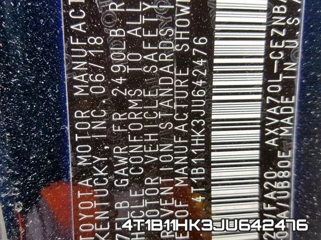 4T1B11HK3JU642476 фото 2
