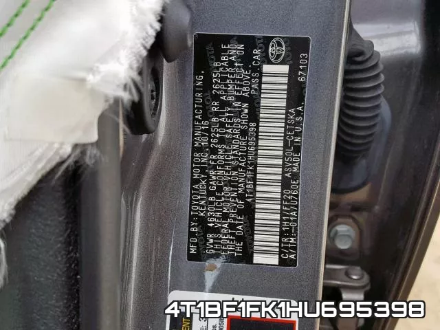 4T1BF1FK1HU695398 фото 2
