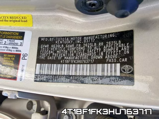 4T1BF1FK3HU763717 фото 2