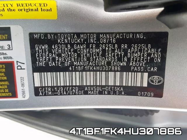 4T1BF1FK4HU307886 фото 2
