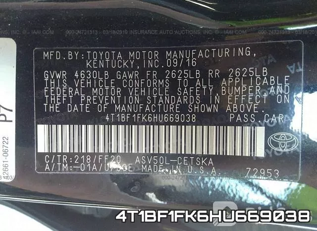 4T1BF1FK6HU669038 фото 10
