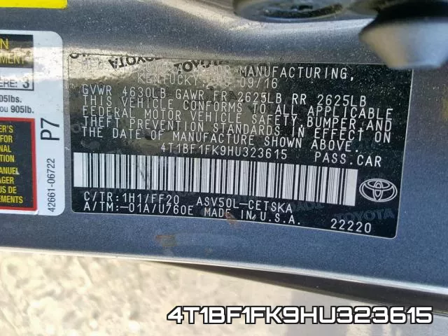 4T1BF1FK9HU323615 фото 2