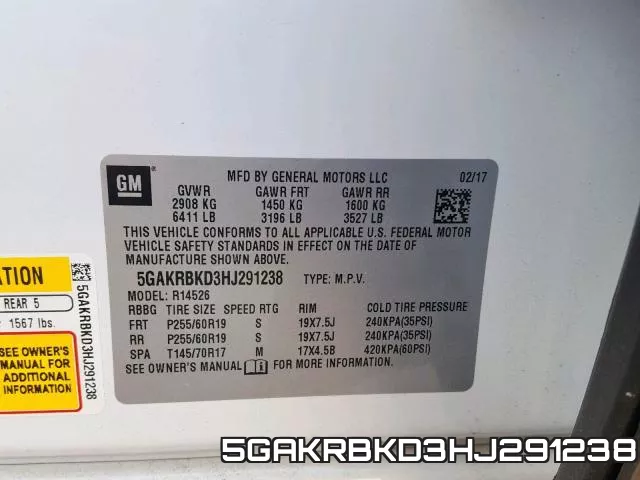 5GAKRBKD3HJ291238 фото 2