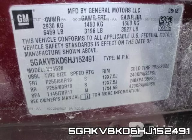 5GAKVBKD6HJ152491 фото 10