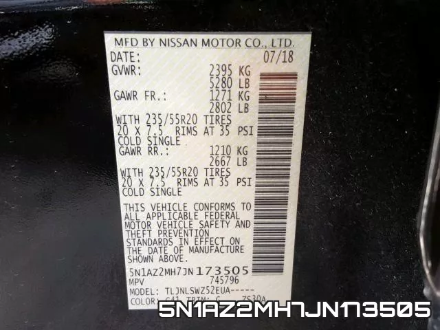 5N1AZ2MH7JN173505 фото 2