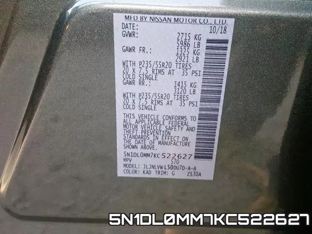 5N1DL0MM7KC522627 фото 2