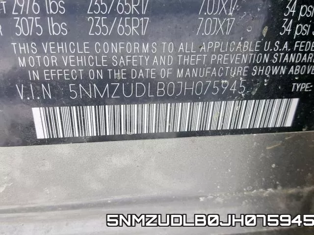 5NMZUDLB0JH075945 фото 2