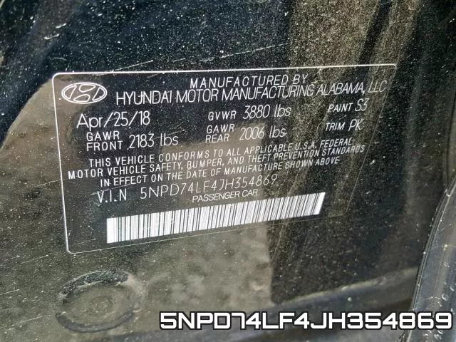5NPD74LF4JH354869 фото 2