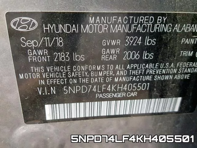 5NPD74LF4KH405501 фото 2
