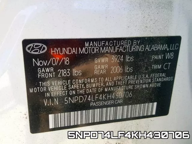 5NPD74LF4KH430706 фото 2