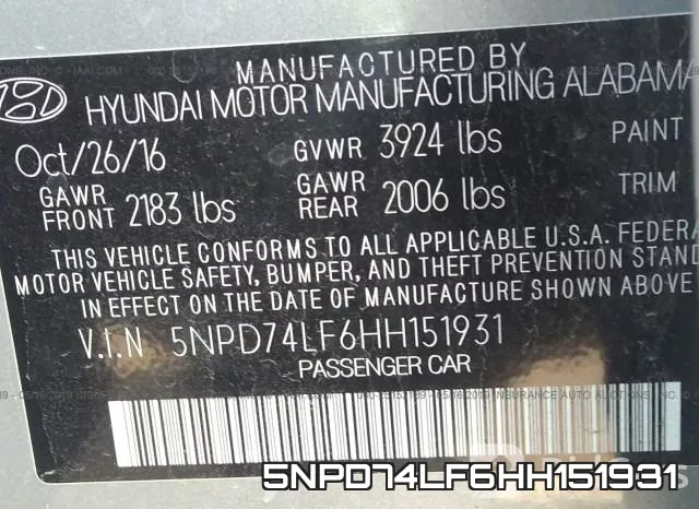 5NPD74LF6HH151931 фото 10