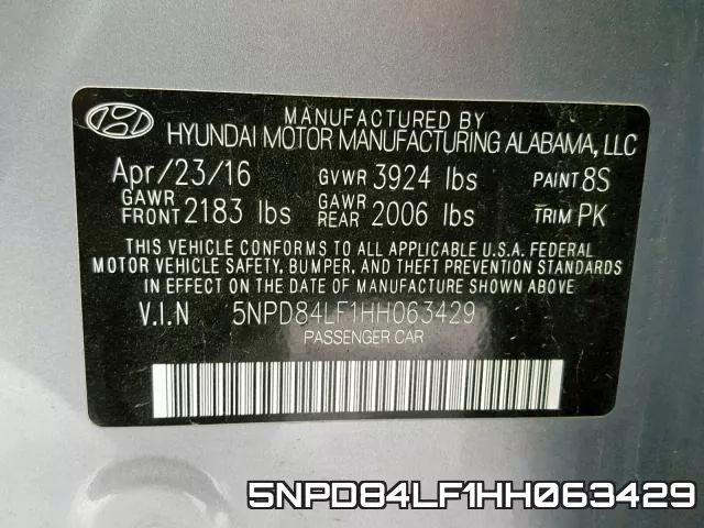 5NPD84LF1HH063429 фото 2