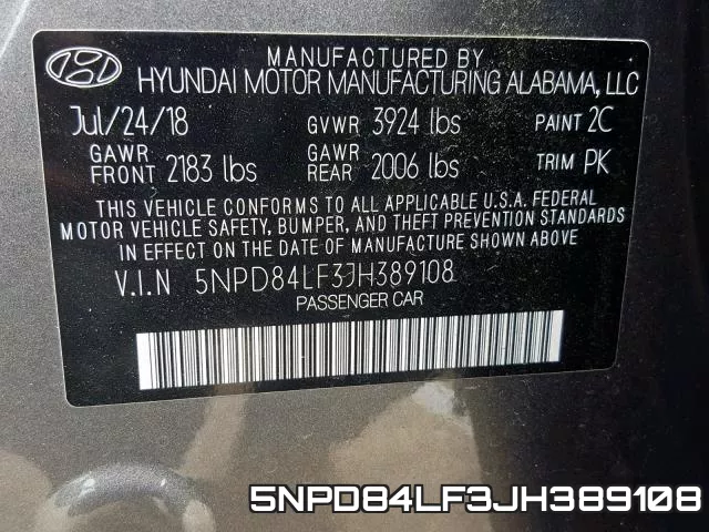 5NPD84LF3JH389108 фото 2