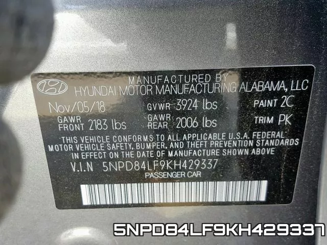 5NPD84LF9KH429337 фото 2