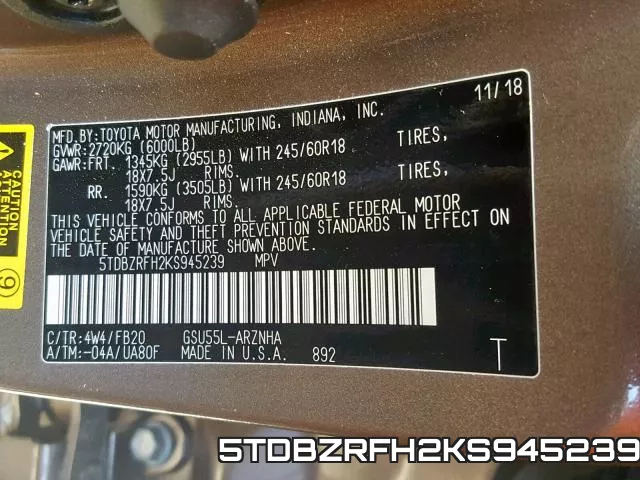 5TDBZRFH2KS945239 фото 2