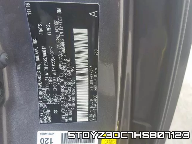 5TDYZ3DC7HS807123 фото 2