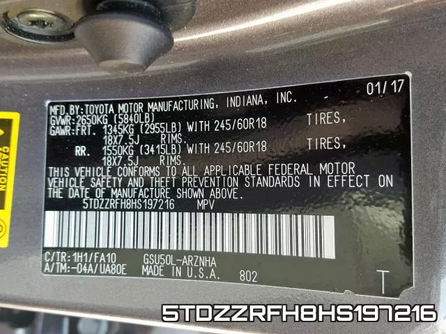 5TDZZRFH8HS197216 фото 2