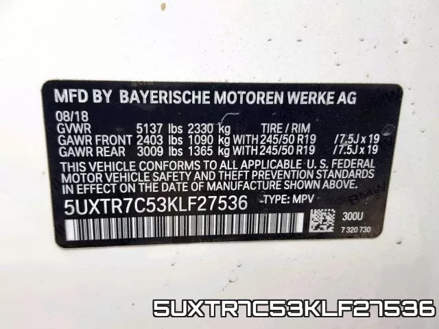 5UXTR7C53KLF27536 фото 2
