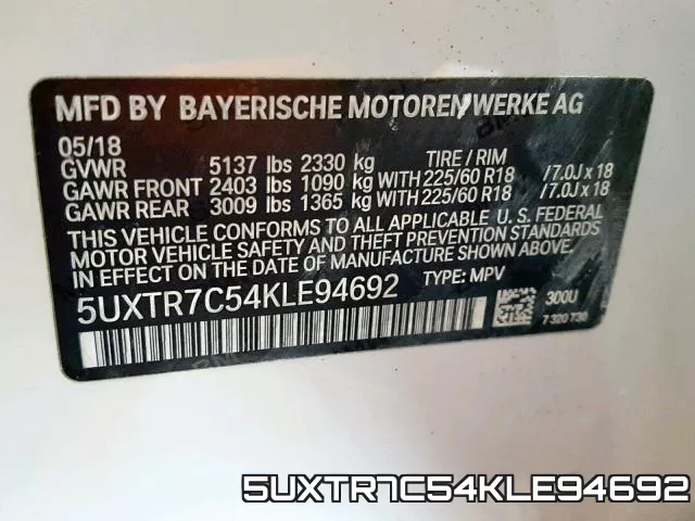 5UXTR7C54KLE94692 фото 2