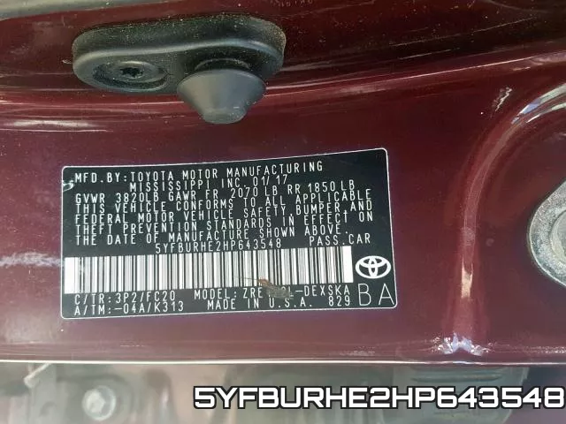 5YFBURHE2HP643548 фото 2