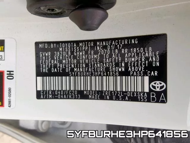5YFBURHE3HP641856 фото 2